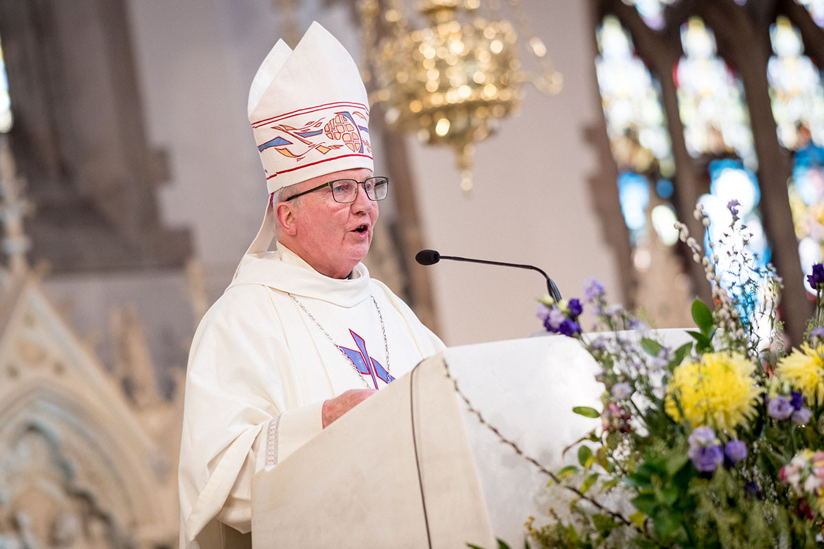 Bishop Donal McKeown delivers his homily during his Silver Jubilee Mass in St Eugene’s Cathedral, Derry
