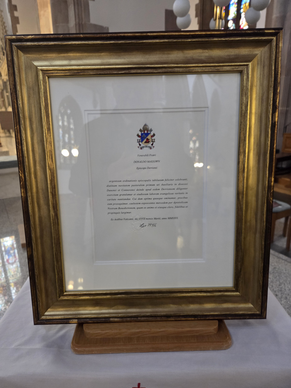 Apostolic Blessing from Pope Leo XIV for Bishop Donal McKeown